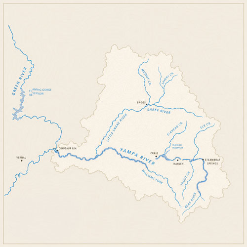 The Yampa river winding through a mountain valley.
